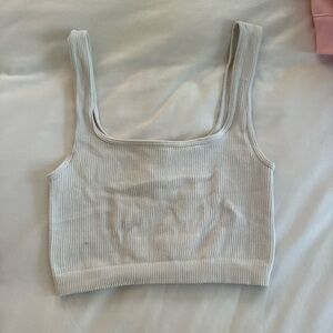 Zara Ribbed White Crop Top small
